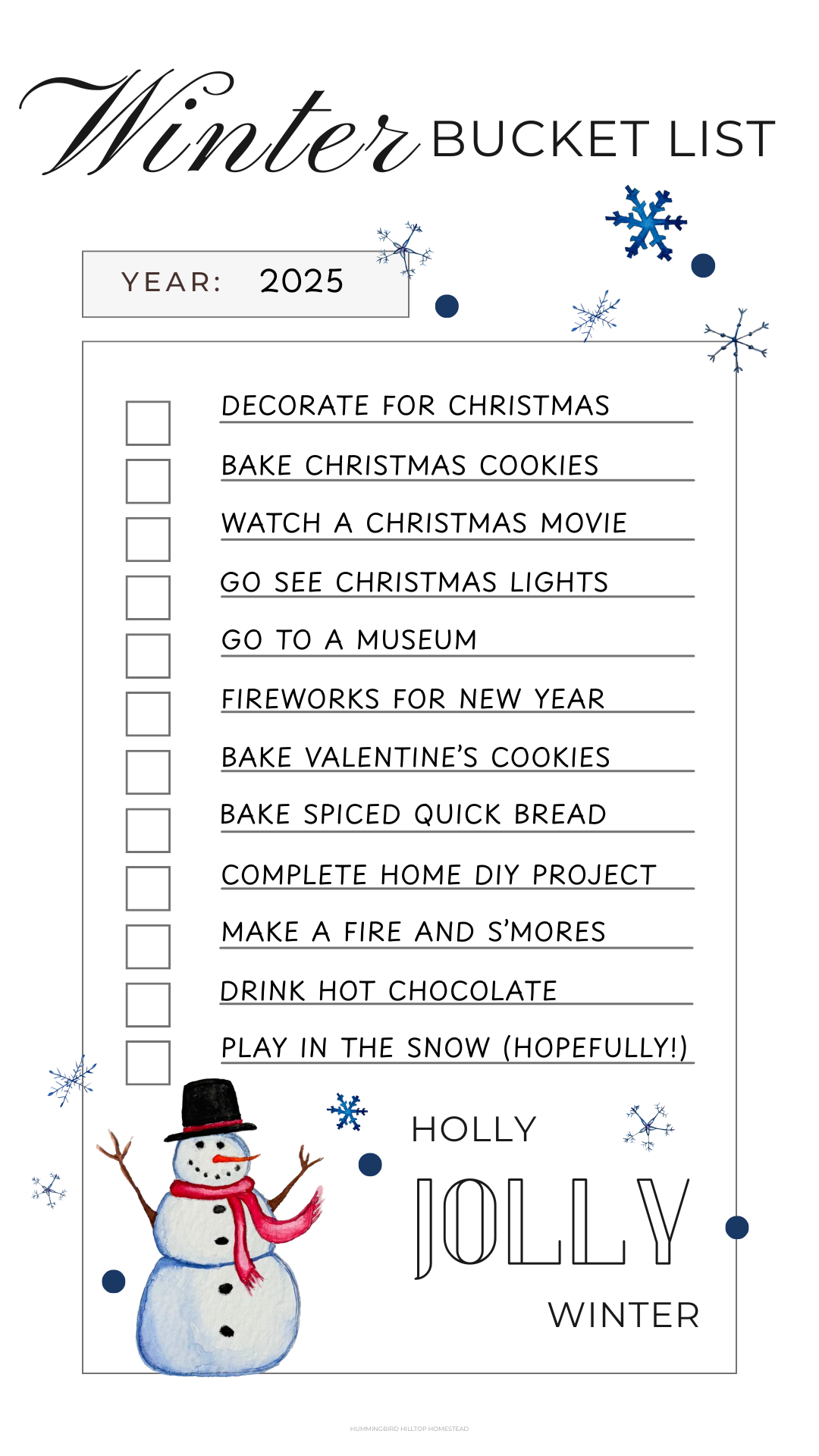 The Winter 2025 Bucket List